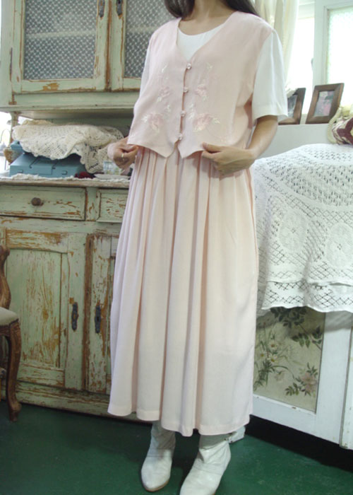 부들 시원 레이온 핑크 드레스  (USA)