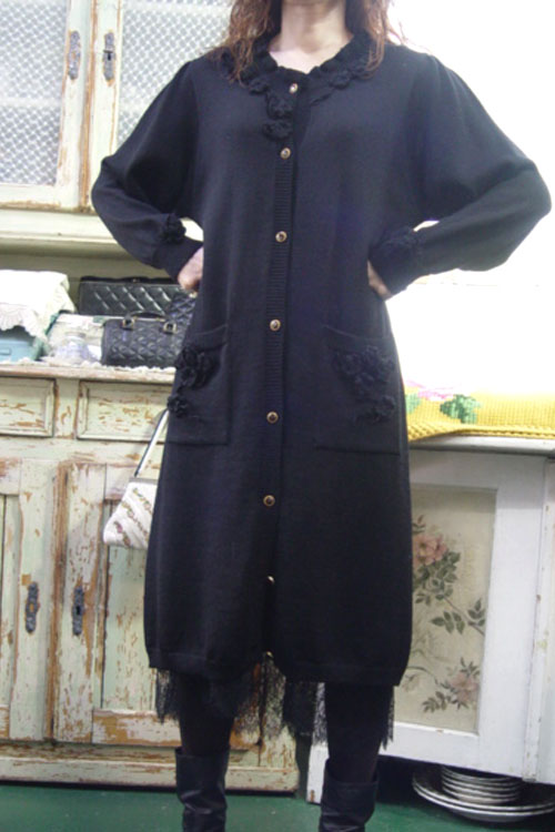 black wool knit  cadigan &amp; dress