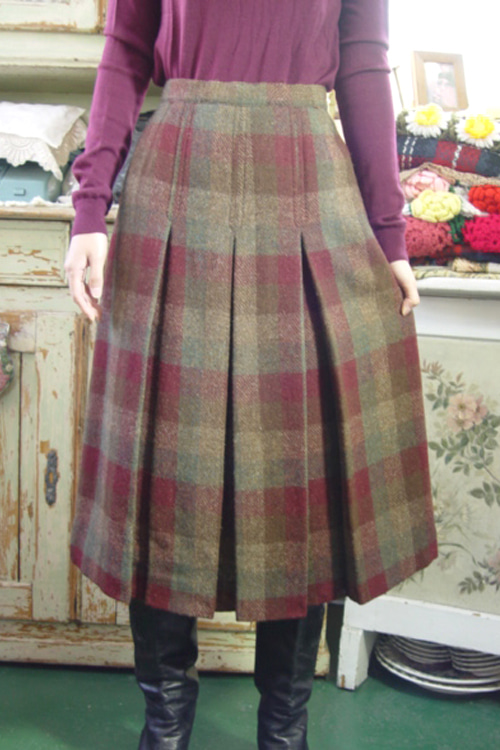 check vintage Wool  skirt