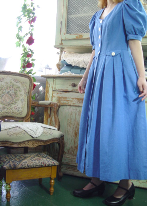 블루 블루 린넨 빈티지 드레스 (Germany)