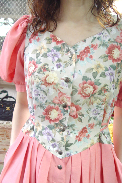 로맨틱  러블리 산호 핑크 빈티지 드레스 (유럽)