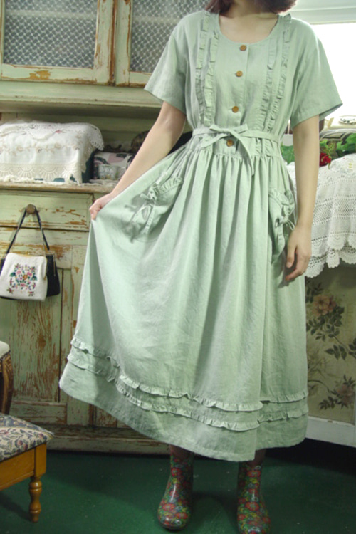 mint linen vintage   paradise dress