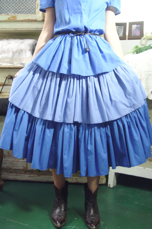 블루 도트   로맨틱 캉캉 빈티지 드레스(USA)