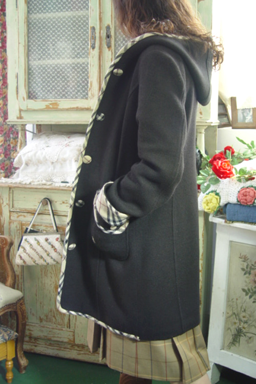 BURBERRY VINTAGE Hood  black   knit coat (london)