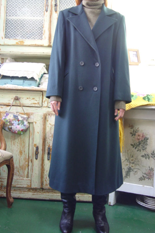 vintage  Cashmere  bluegreen  double   coat