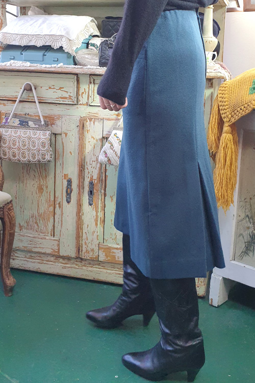 vintage wool  bluegreen skirt