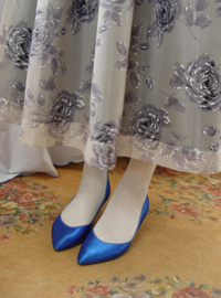Royal blue  silk  shoes    