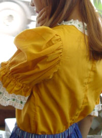 mustard puff sleeve blouse