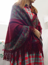 burgundy  fringe  shawl