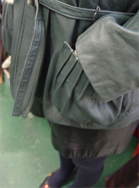 lambskin deepgreen ruffle jacket