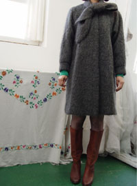 Mohair Grey muffler coat