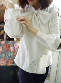 Antique ivory ribbon blouse