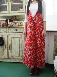 red flower jumper dress