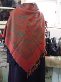 vintage fringe wool shawl   
