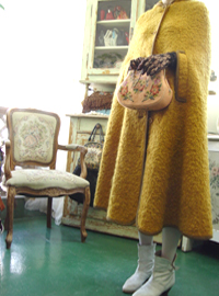 vintage mustard knit cape