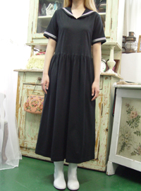 sailor cotton black dress