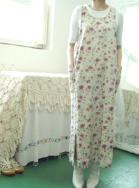 Linen  floral   vintage dress (USA)