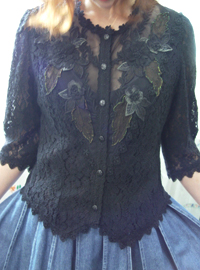 Black lace  embroidery  blouse