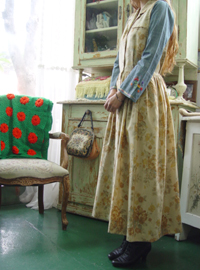 Antique rose floral Wool dress