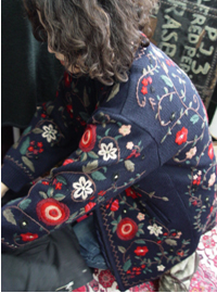 Handmade flower knit coat