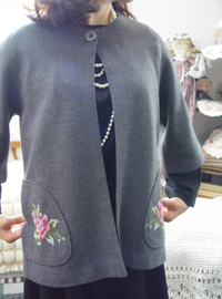 embroidery bell sleeves cardigan