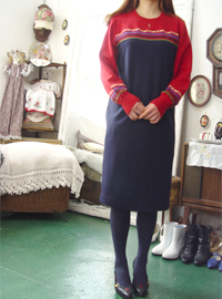 Wool Knit  navy &amp; red