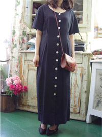  Frenchy Linen  vintage  Black  dress (USA)