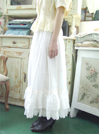 cotton  embroidery   Romantic white skirt