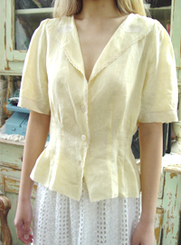 antique   LINEN  blouse   