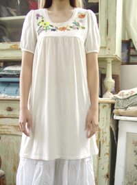 cotton  embroidery   ivory dress