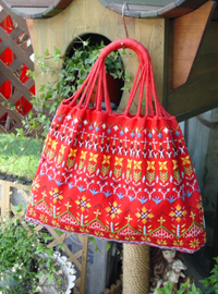 RED  embroidery Tote
