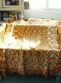 vintage yellowgreen fringe  Hand blanket (USA) 