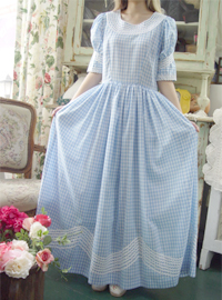 Romantic blue gingham my  vintage dress (USA)