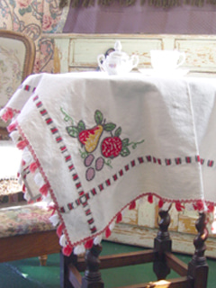handmade cotton embroidery  tablecloth