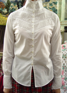 White cotton pintuck  blouse 
