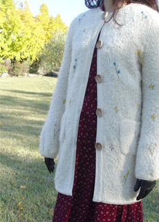 romantic day .......ivory embroidery  knit coat &amp; cardigan  