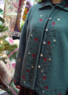 Deep in winter ...embroidery bluegreen knit coat