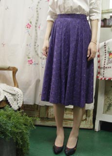 Dark Violet  embroidery  lace Skirt