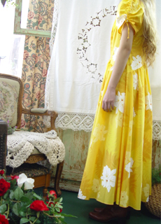 yellow  Paradise vintage dress