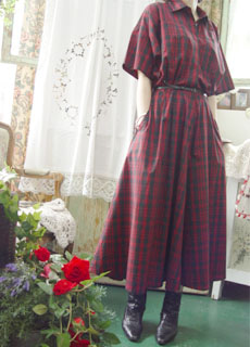 NORMAKAMALI red tartan vintage dress