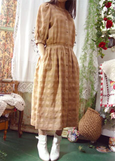 Linen brown  vintage dress