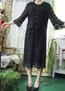 Boutique  embroidery black lace  set