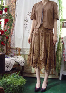 Boutique embroidery crochet  feminine brown set