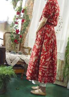 Romantic in may.. .Deepred  floral  pink dress
