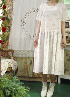 embroidery romantic dot cotton  dress