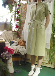 linen khaki vintage dress