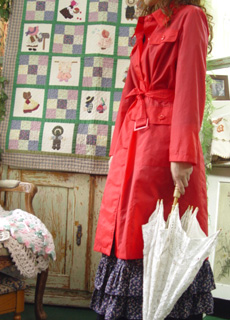Singing in the rain in .. red sanyo raincoat