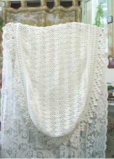 Handmade  crochet  cremy tablecloth