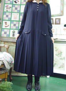 british wool classic navy  vintage dress