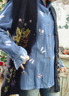 embroidery  jean  shirt